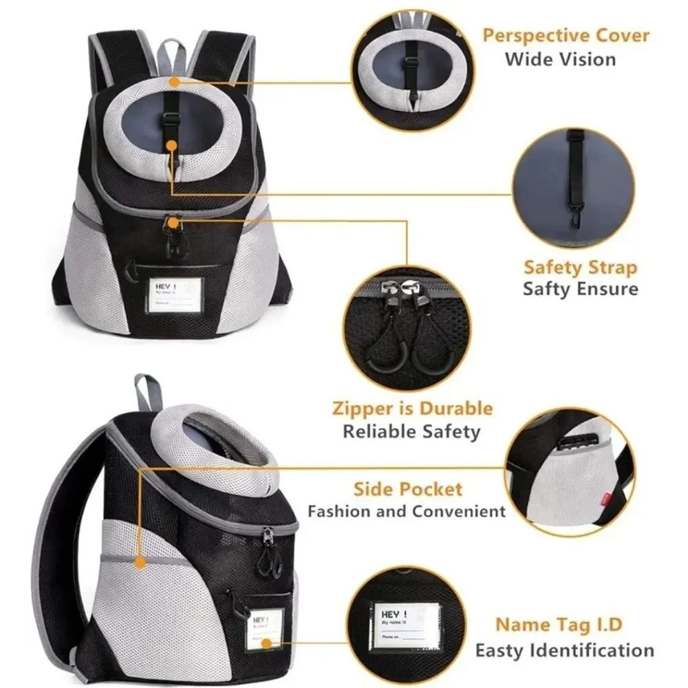 🔸️NWT Gray & Black Breathable Small Pet Travel Carrier Backpack
